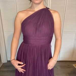 One-Shoulder Purple Chiffon Evening Dress